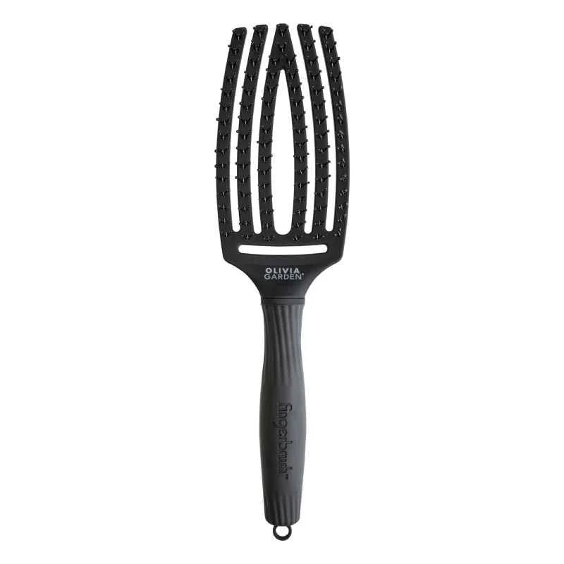 Olivia Garden Fingerbrush Double Bristles Black Medium