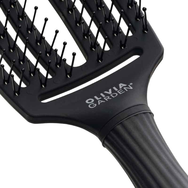 Olivia Garden Fingerbrush Double Bristles Black Medium