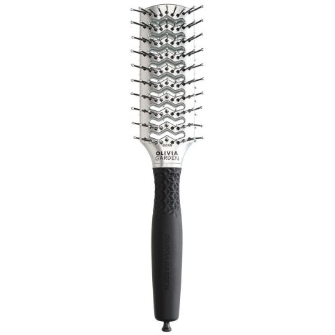 Olivia Garden Essential Style Double Tunnel Nylon Bristle Silver